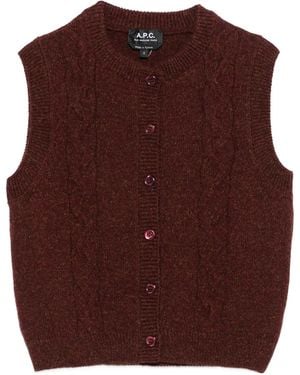 A.P.C. Cable-Knit Sleeveless Vest - Brown