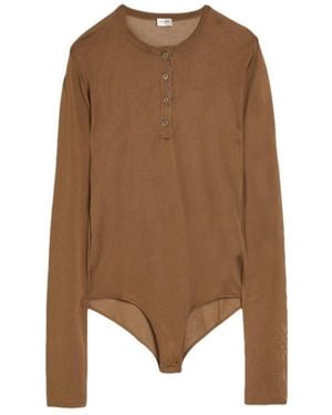 Saint Laurent Solid Colour Lightweight Knitted Bodysuit - Brown