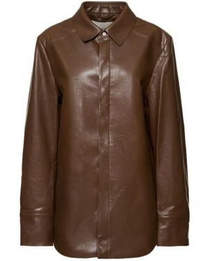 Entire studios Button-Down Leather Shirt - Brown