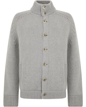 Herno High-Neck Button-Up Cardigan - Gray
