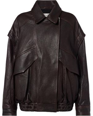 Nour Hammour Micah Zip-Up Leather Jacket - Black