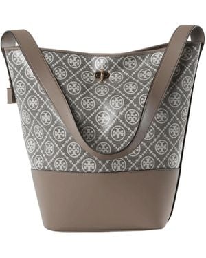 Tory Burch T Monogram Bucket Bag - Grey