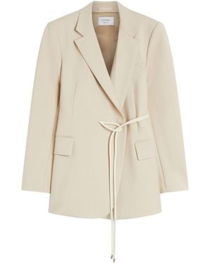 Sportmax Glassa Tied Long-Sleeved Blazer - Natural