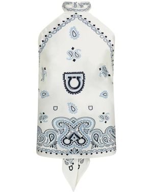 Ferragamo Arabesque Print Foulard Top - White