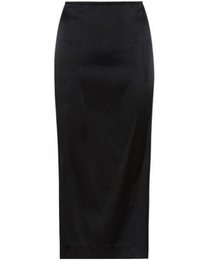 St. Agni Soft And Stretchy Silk Blend Midi Skirt - Black