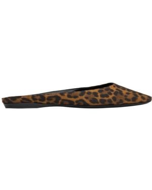 Saint Laurent Lido Leopard Slip-On Sandals - Brown