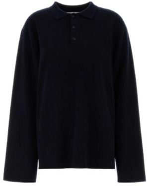 Extreme Cashmere Alligator Knitted Polo Top - Black