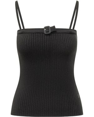 Courreges Courrèges Buckle Rib Knit Top - Pink