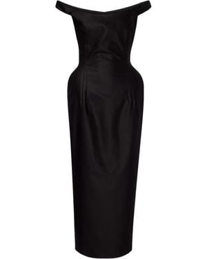 Magda Butrym Off-Shoulder Cotton Bustier Dress - Black