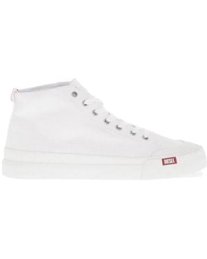 DIESEL S-Athos Canvas Mid-Top Sneakers - White