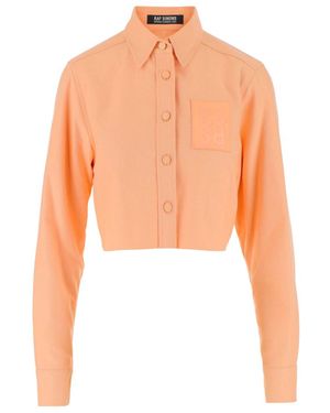 Raf Simons Frayed Hem Cropped Shirt - Orange