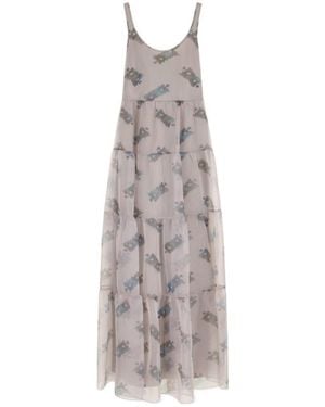 Emporio Armani Long Flounced Dress - Grey