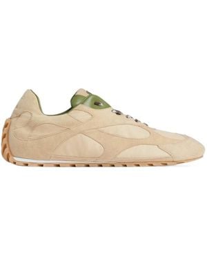 Bottega Veneta Orbit Leather-Trimmed Suede And Shell Trainers - Natural