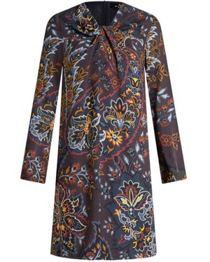 Etro Tunic Dress With Paisley Print - Black