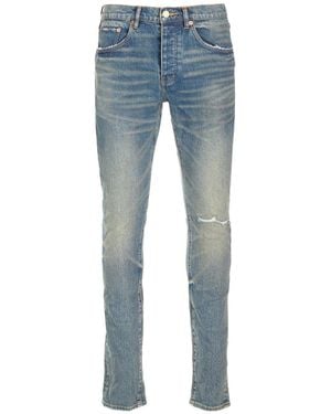 Purple Brand Knee Blowout Distressed Jeans - Blue