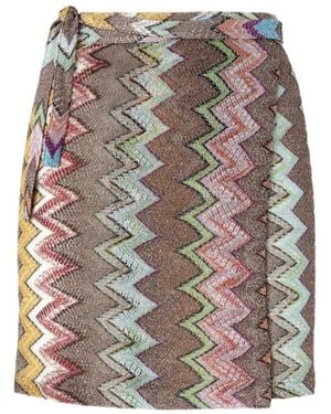 Missoni Macro Zigzag Pattern Mini Pareo Skirt - Gray