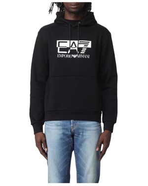 EA7 Logo Logo Hooded Jumper - Black