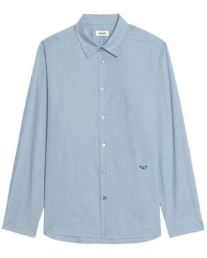 Zadig & Voltaire Sid Embroidered-Logo Shirt - Blue