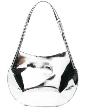 Jil Sander Logo Embossed Shoulder Bag - White