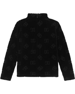 Dolce & Gabbana Logo-Jacquard Half-Zip Sweater - Black