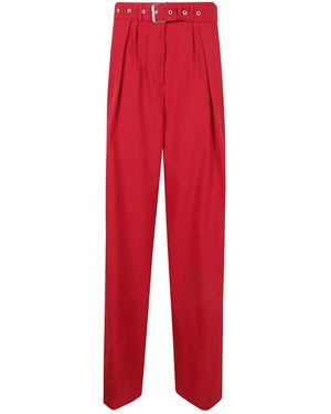 Dries Van Noten Pleated Straight-Leg Pants - Red