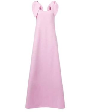 Oscar de la Renta Bow-Detail Wool-Blend Maxi Dress - Pink