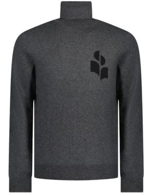Isabel Marant Logo Intarsia-Knitted High-Neck Jumper - Grey