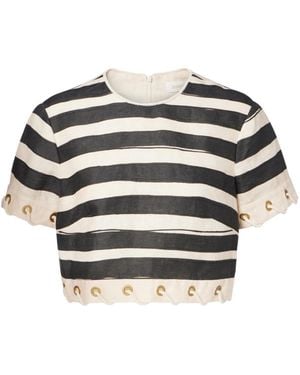 Zimmermann Rebellion Striped Linen Crop Top - Multicolour