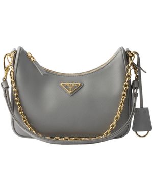 Prada Re-Edition Mini Saffiano Leather Bag - Gray
