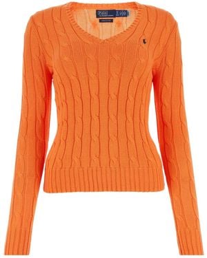 Polo Ralph Lauren V-Neck Cable-Knit Sweater - Orange