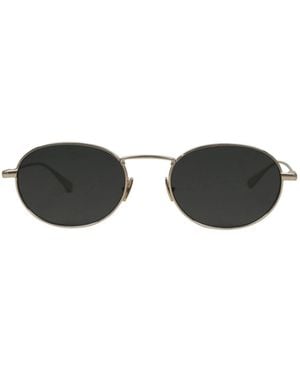 Saint Laurent Oval Metal Frame Sunglasses - White