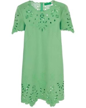 Ermanno Scervino Cut-Out Embroidered Shift Mini Dress - Green