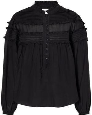 Isabel Marant Doane Ruffled Chiffon Blouse - Black