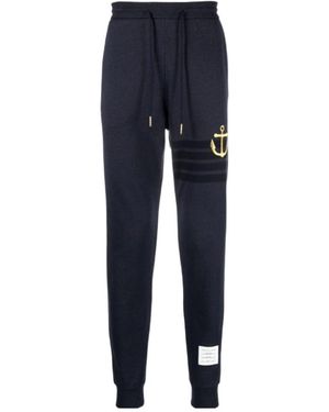 Thom Browne Anchor Embroidered Trackpants - Blue