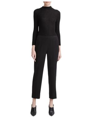 Vince Flannel Mid-Rise Easy Pull-On Trousers - Black