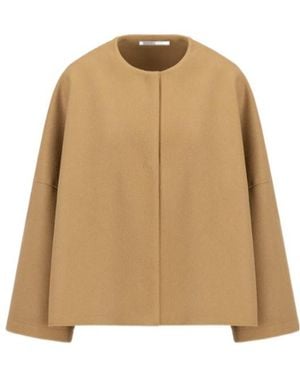 Harris Wharf London Collarless Cape - Natural