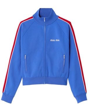 Miu Miu Technical Yarn Zipper Sweatshirt - Blue