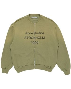 Acne Studios Logo Printed Zip-Up Sweatshirt - Green
