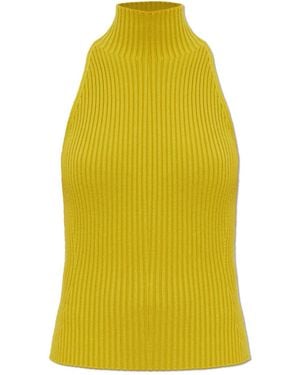 Alaïa Alaïa Ribbed-Knit Halter Neck Top - Yellow