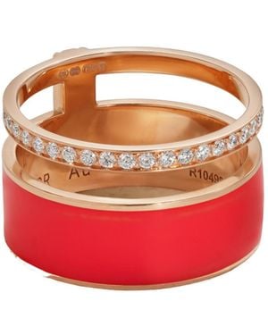 Repossi 18-Karat Rose, Lacquer And Diamond Ring - Pink