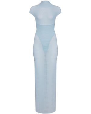 Alaïa Semi-Sheer Corset Maxi Dress - Blue