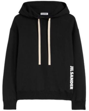 Jil Sander Cotton Terry Hooded Sweatshirt - Black