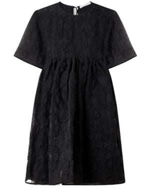 Cecilie Bahnsen Pleated Tie-Waist Tulle Dress - Black