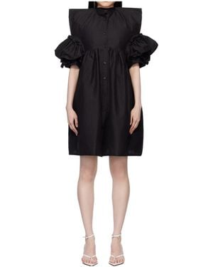 Pushbutton Square Mini Dress - Black