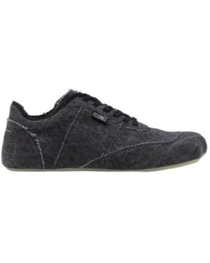MM6 by Maison Margiela Frayed-Trim Lace-Up Trainers - Black