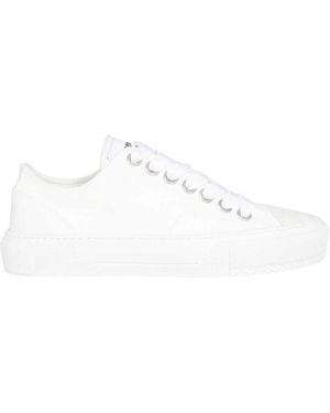 MSGM Round Toe Lace-Up Trainers - White