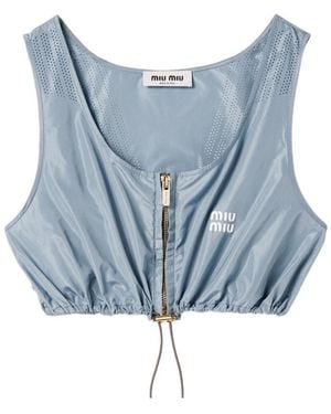 Miu Miu Technical Silk Top - Blue