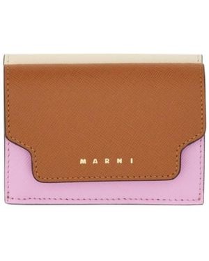 Marni Logo Printed Tri-Fold Wallet - White