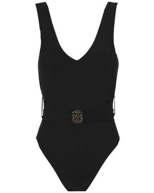 Tory Burch Miller Plunge One-Piece Swimsuit - Black