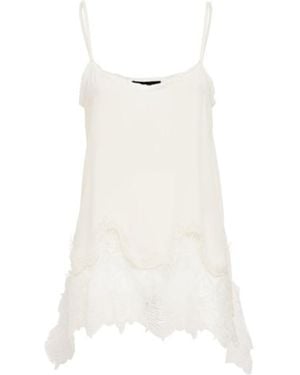 Fabiana Filippi Crepe De Chine Camisole Top W/ Lace - White